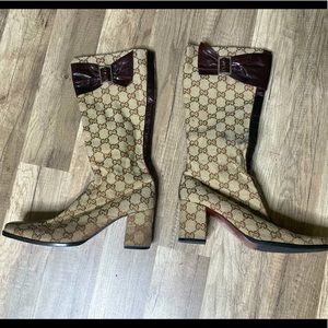 Vintage GUCCI monogram high boots Dapper Dan 36.5
